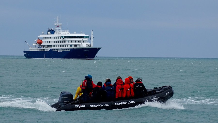 Zodiac landing with M/V Hondius by Oceanwide Expeditions